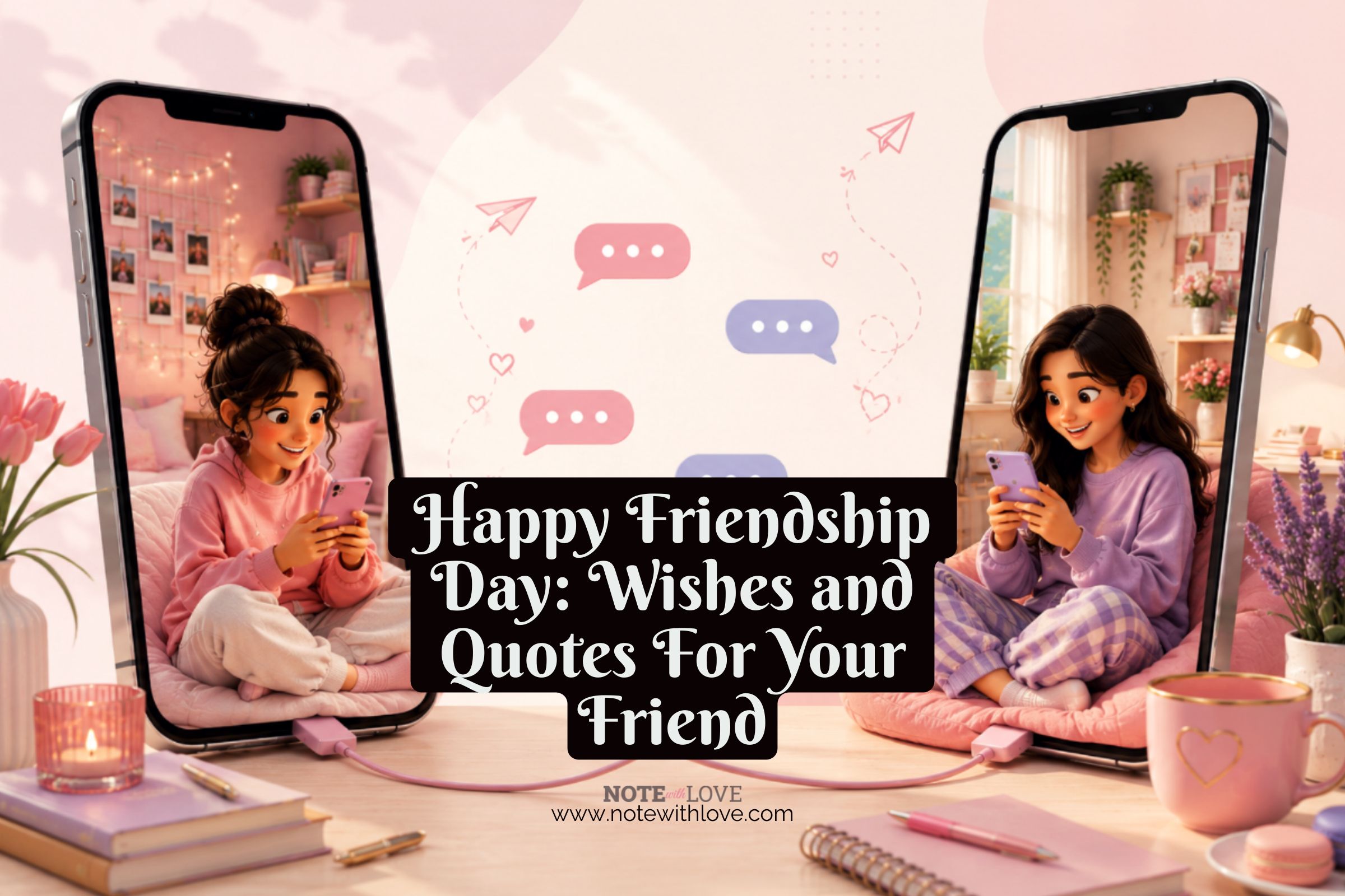Two friends connecting with each other by sending message.
