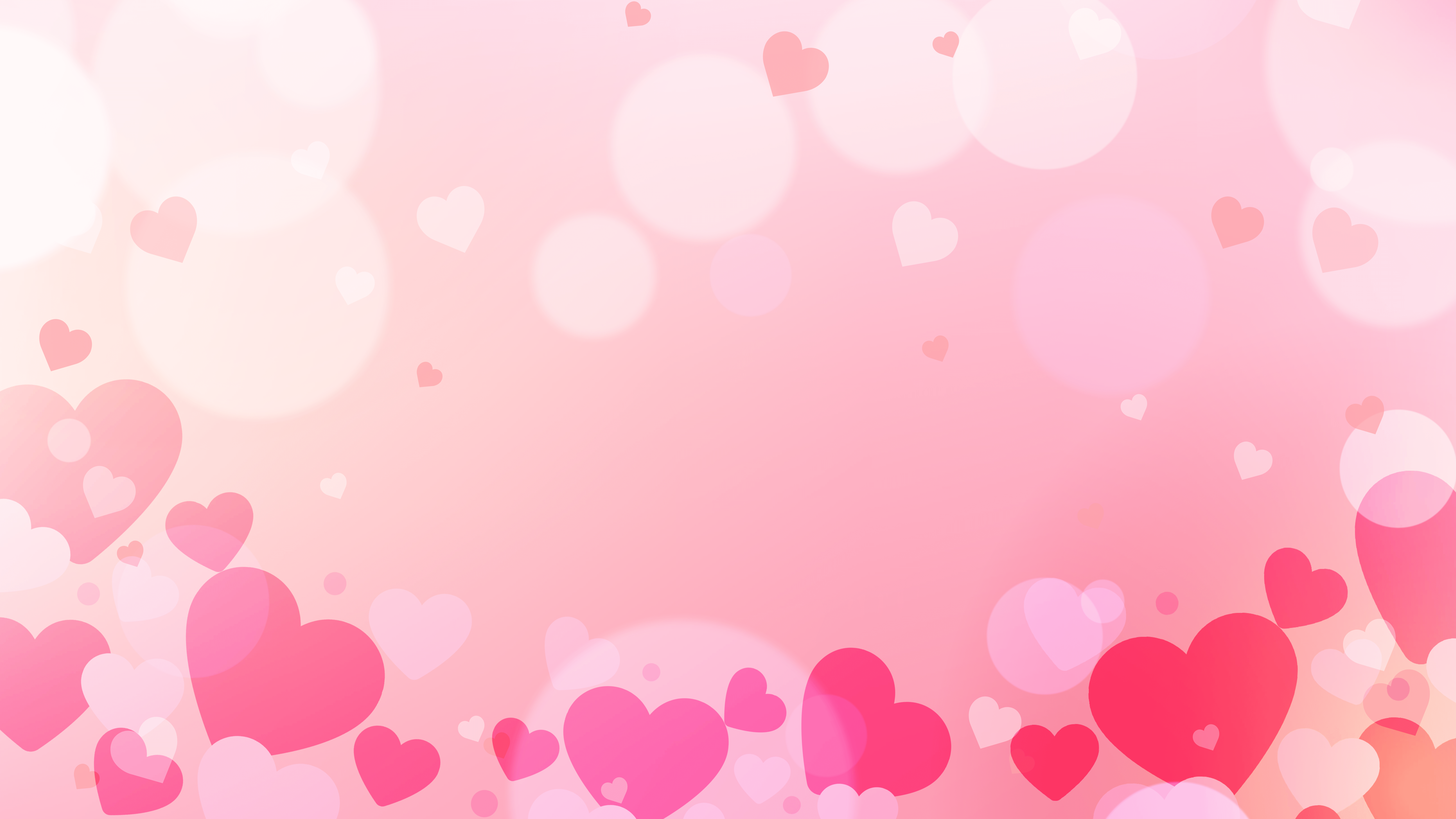 Light pink shaded background with pink floating hearts