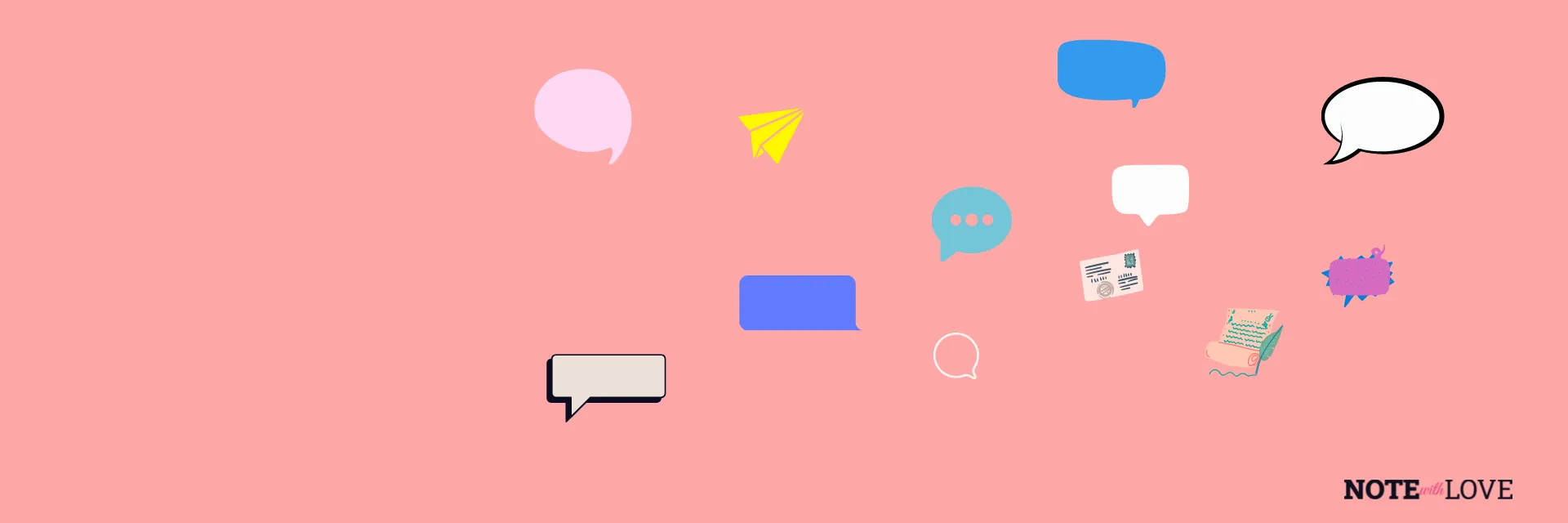 Different message icons on a light colored background